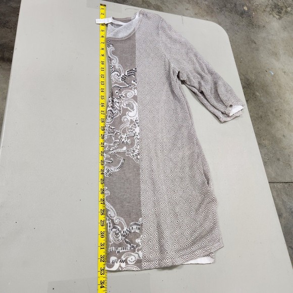 Chicos Womens 3/4 Sleeve Lightweight Beaded Tunic Blouse Size XL Beige Tan - Picture 9 of 11